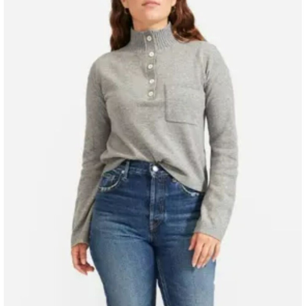 Everlane The ReCashmere Pocket Sweater Women's M Grey Boxy Recycled Sustainable